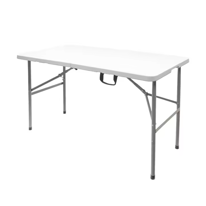 Mesa plegable rectangular hdpe multifuncional, portatil, resistente,multiusos 122x61x74 cm. color blanco - 1