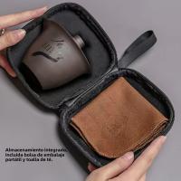 Juego De Té Portátil De Cerámica Para Camping Y Viajes Con Una Olla Y Tres Tazas Set De Porcelana Para Exteriores - details 4