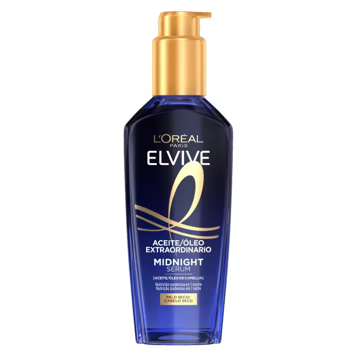 L'ORÉAL PARIS Elvive Aceite Extraordinario  Midnight Serum Con Aceite de Camellia Para Pelo Seco 100ml - 1