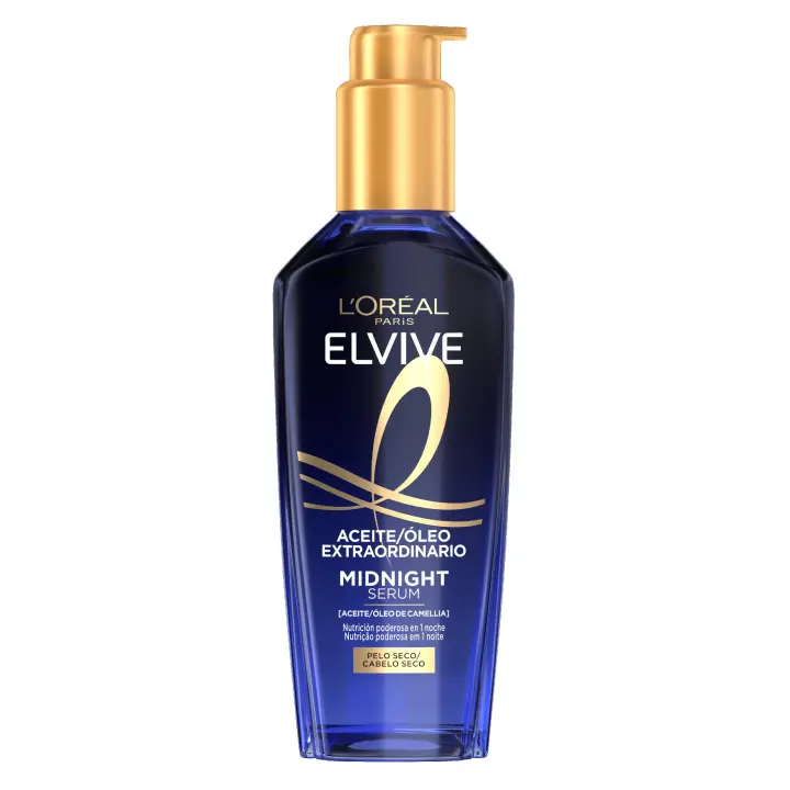 L'ORÉAL PARIS Elvive Aceite Extraordinario  Midnight Serum Con Aceite de Camellia Para Pelo Seco 100ml - 1