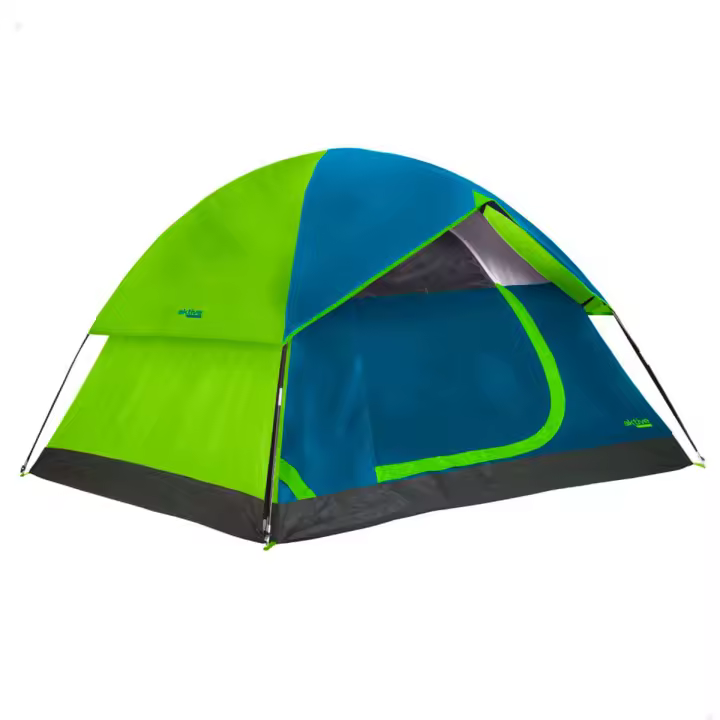 Tienda de campaña Aktive Camping 4 personas doble techo verde/azul 130x240x210 cm - 1
