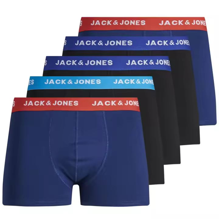 Jack & Jones Calzoncillos para hombre, paquete de 5 - JACLEE TRUNKS, algodón elástico JACLEE TRUNKS 5 PACK - 1