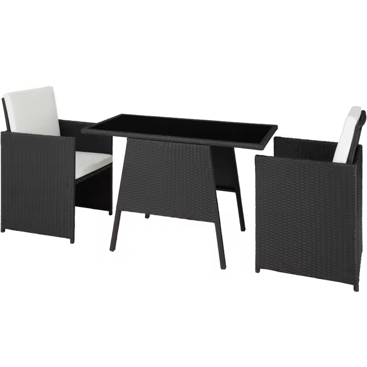 Tectake - Conjunto de ratán LAUSANNE, Diseño elegante y atractivo, Cojines extraíbles, Mesa con tablero de cristal extraíble - 1