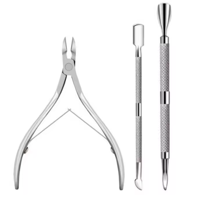 Tijeras De Cutícula De Acero Inoxidable Para Manicura Y Pedicura Herramienta De Eliminación De Piel Muerta Plata Combo De Uso Individual - 1
