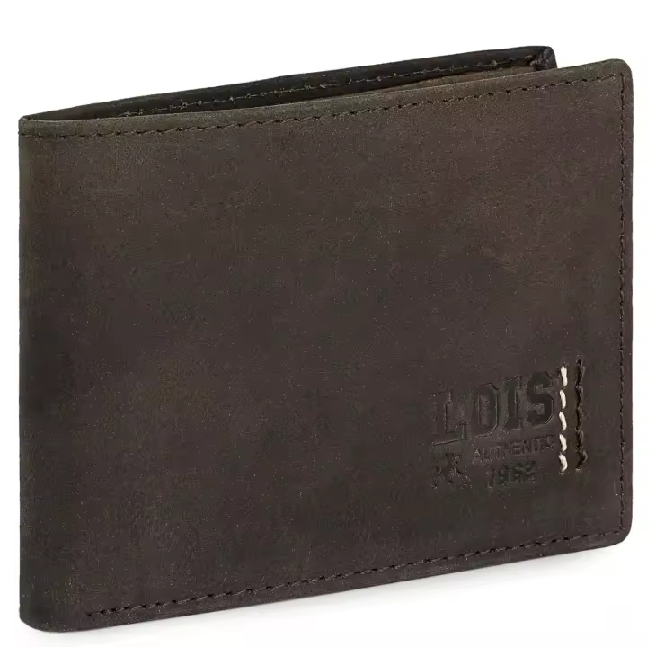 Lois Billetera / cartera de piel, color cuero grabado, multicompartimento, tamaño compacto para bolsillo - 11 cm - 1