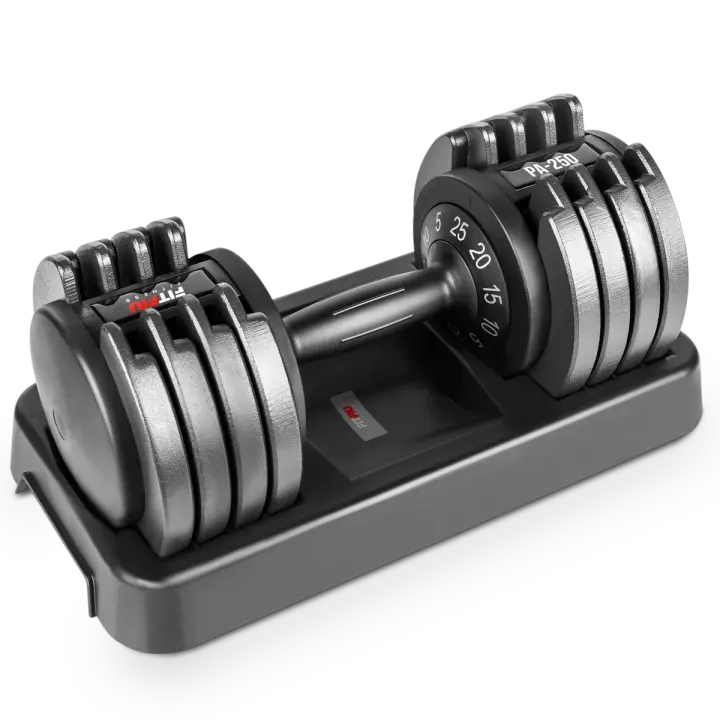 Fitfiu Fitness PA-250 - Mancuerna Ajustable de 5kg hasta 25kg para Entrenamientos musculación Indoor, Pesa Regulable hasta 25kg - 1