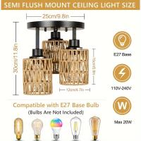 Lámpara Colgante Bohemia De Rotura Con Sombrilla De Rotura Vintage Y Bambú Luz De Techo Ecológica Para Sala De Estar - details 5