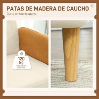 Sillón de Salón Nórdico Butaca para Dormitorio con Reposabrazos y Patas de Madera Sofá Individual Carga 120 kg para Oficina Sala de Estar Beige y Ocre - details 2