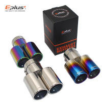Eplus Tubo De Escape De Estilo Para Coche Muffler Universal Dual Salida De Acero Inoxidable Tamaño Variado Throat Pipe Tip Flat - details 4