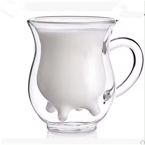 Taza de vidrio de doble pared Lindas tazas de café Vasos aislantes de doble pared Taza de café transparente de ternera - 1