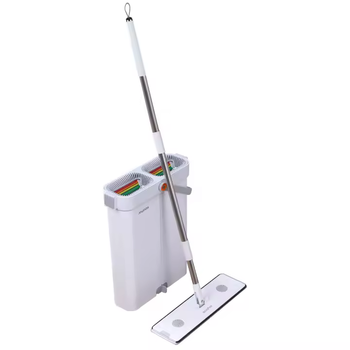 Set de mopa plana de microfibra y cubeta escurridora joybos - 1