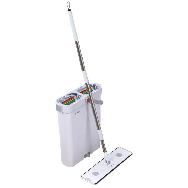 Set de mopa plana de microfibra y cubeta escurridora joybos - 1