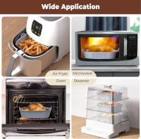 Molde de Silicona Freidora de Aire 5-8L, 2 Piezas 21cm Bandeja Recipientes para Freidora sin aceite, Reusable Molde de Silicona Cuadrada Cesta para Air Fryer, Microondes, Horno, Gris - details 3
