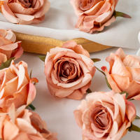10PCS Flores Artificiales Rosa Silken Para Decoración De Hogar Accesorios De Fiesta Navidad Coronel De Cabeza Muñeca Flor - details 12