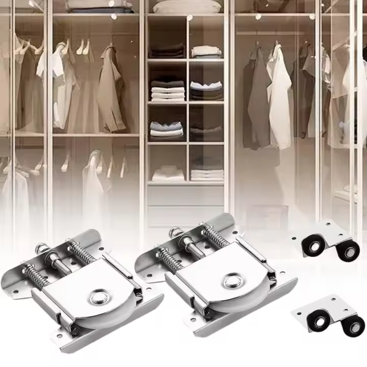 Juego de 4 rodillos silenciosos para puertas corredizas, de hierro y nailon, capacidad de carga de 25 kg, rígidos, funcionamiento con reducción de ruido - 1