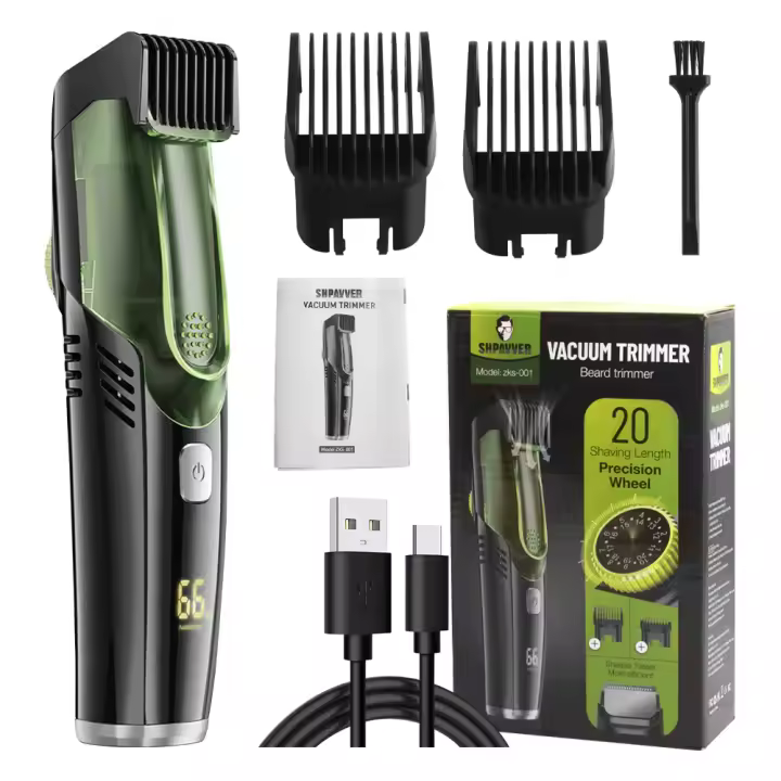 Nueva cortadora de pelo automática con succión de pelo, cortadora de pelo eléctrica, cuchilla ajustable, distancia, cuerpo impermeable, pantalla digital LCD - 1