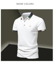Camisa POLO Para Hombre Verano Moda Seda De Hielo Secado Rápido Manga Corta T-shirt Color Sólido Suelta Collar De Negocios Algodón Puro Top - details 18