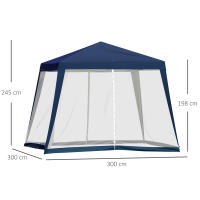 Cenador con mosquito 3x3m, Tienda gazebo Azul de metal y poliéster,Gazebo de Jardín 3x3m with Mosquitera Antimosquitos - Estructura Metálica Resistant y Tela Poliéster Impermeable, Azul (Montaje rápido) - details 5