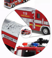 Camión De Bomberos De Escala 1:32 Juguete De Coche De Metal Con Ruedas De Goma Música Luz Función Retroalimentada Tanque De Agua Regalo Para Niños - details 10