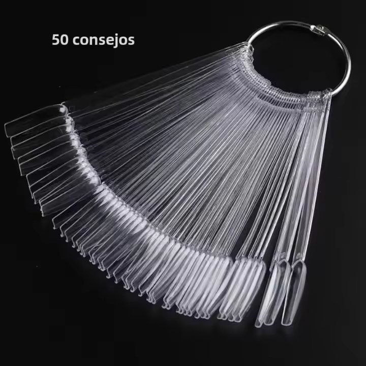 50Pcs Tiras De Uñas Falsas Con Gel De Póster De Manicura Y Anillo Paleta De Práctica Accesorios Para Diseño De Uñas - 1