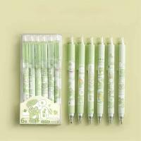 6 Piezas De Bolígrafos De Plástico 0.5mm Negros Con Diseño De Rana Lindo Suministros Escolares Kawaii Para Escritura - details 0