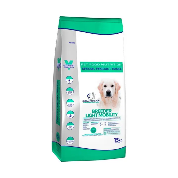 Pienso para perros DELMOCAN BREEDER LIGHT MOBILITY para Perros Obesos o con problema de movilidad, con Prebióticos y Condroprotectores, 15 Kg. - 1