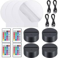 Lámpara Nocturna LED 3D Con Base Y Hojas De Acrílico Transparentes Control Remoto Y Cables USB Ajustable 16 Colores 4 Modos - details 0