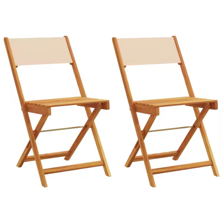 Sillas de bostró 2 UDS Madera maciza Acacia y Lona beige - 1