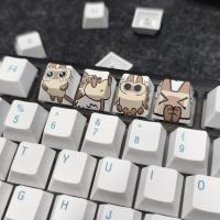 4pc Keycaps De Gato Siamés PBT Perfil Cherry R4 5-lados Sublimación De Tinta Para Teclados Mecánicos Cherry Gateron MX Switches - details 2