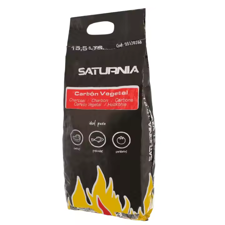 Bolsa Carbón SATURNIA Vegetal 15,5 Litros barbacoas, carbón vegetal - 1