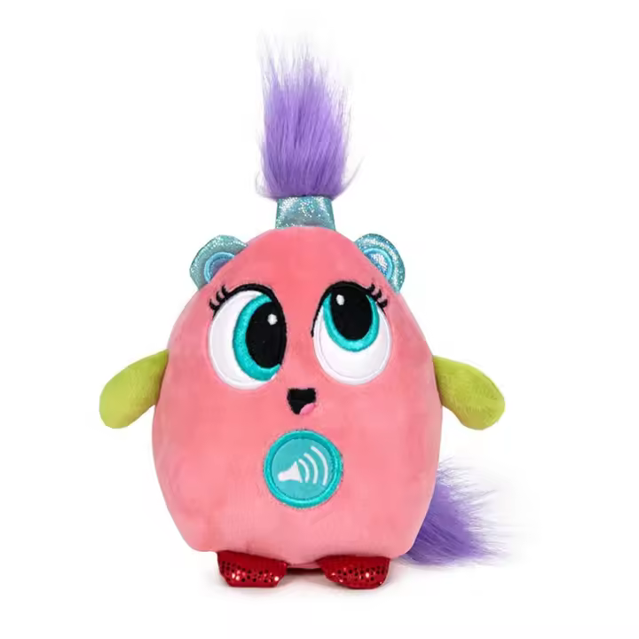 Muñeco Crazy Kuki rosa con tacto de peluche que repite lo que dices - 1