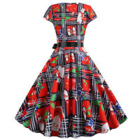 Vestido Midi Vintage Elegante Para Fiesta De Navidad Mujer Con Cintura Alta Manga Corta Vestido De Promoción Jurk Robe - details 18