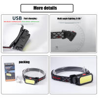 Linterna Frontal LED Portátil Potente Recargable USB Con Batería Integrada Impermeable Para Senderismo Y Camping - details 5