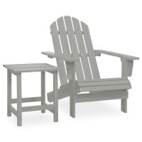 vidaXL Silla con otomana y mesa jardín Adirondack macizo abeto en color Blanco/Gris | cómodas modernas ergonómicas para comedor cocina salón hogar - details 1