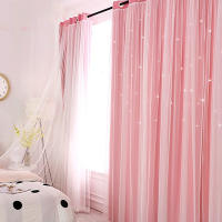 Cortinas De Ventana Doble Capa Para Niñas Y Niños Con Estilo Nórdico Estrella Negra Acolchadas Para Dormitorio Decoración De Puerta - details 4