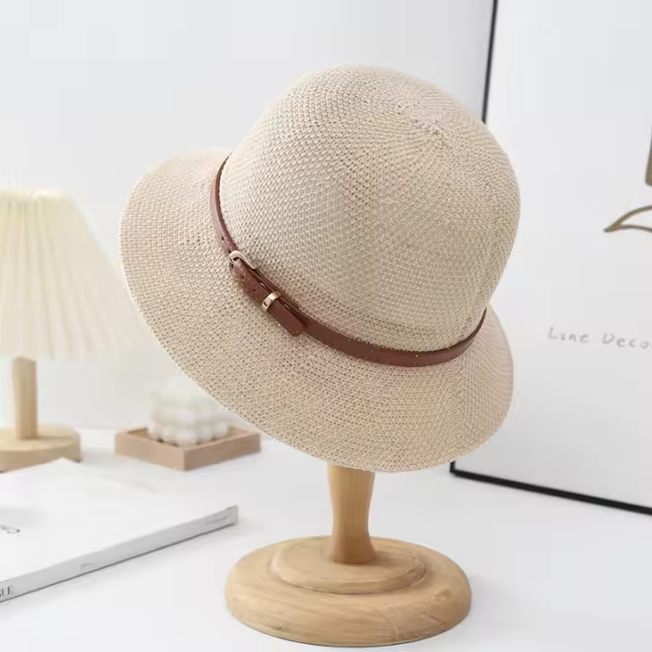 Nueva Moda Sombrero De Algodón Grande Para Mujer Verano Protección Solar Con Cinturón Sombrero De Pescador Al Aire Libre Gorro De Mujer Casual - 1