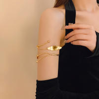 Pulseras De Brazo Superior De Hojas Y Flores De Metal Ajustables Para Mujer Joyería De Mano Accesorios De Regalo Con Salida Hollow out - details 2