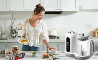 【🏰Corpus Christi】Triturador de alimentos para bebés 2 en 1, 1 litro de capacidad, 2 velocidades, automático, sin BPA, ideal para purés y alimentos infantiles, blanco - Incluye jarra graduada y cuchilla de acero - details 0