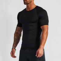 Camiseta De Compresión Para Hombre Con Manga Corta Deporte Fitness Running Baloncesto Gimnasio Ropa Tímidamente Color Negro - details 2