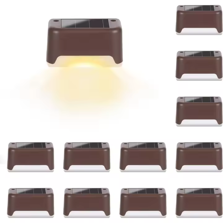 Paquete de 12 Luces Solares impermeables para cubierta, Escaleras, Valla, patio y chimenea (Blanco Calor) - 1