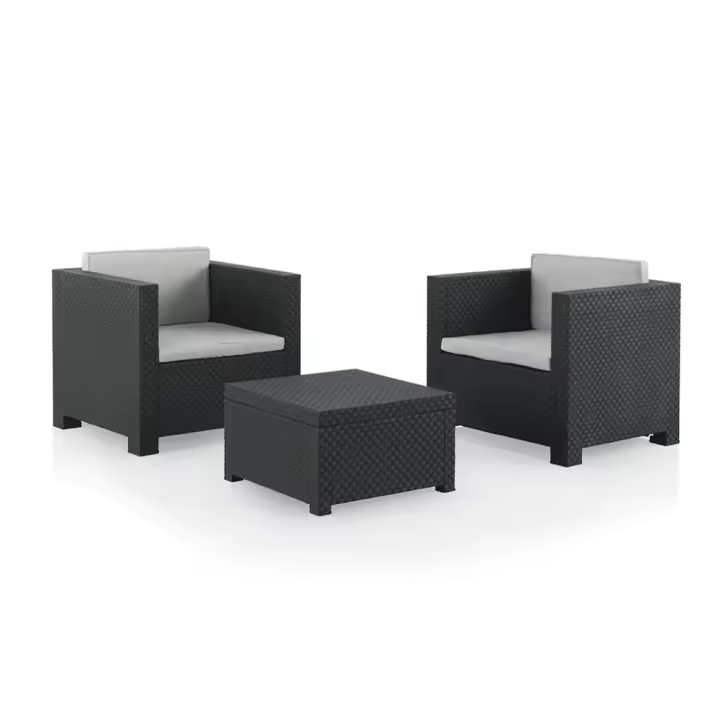 SP Berner - Set de Muebles de Jardín y Terraza Diva Tete a Tete Color Wengue o Grafito - 2 Sillones y Mesa de Centro - Fabricado en España con Plástico Reciclado - 1