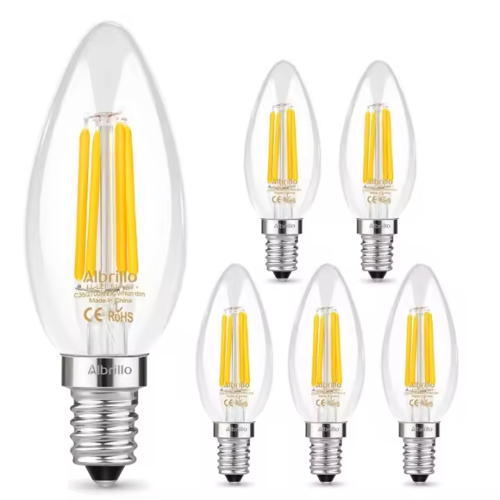 Pack de 6 bombillas LED de filamento 4W, E14, equivalente a 40W, luz de vela blanca cálida, eficiencia energética A+ - 1