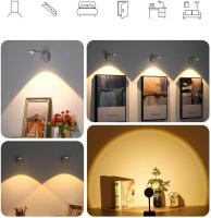 Aplique de pared LED con pilas, 3 modos de brillo, recargable, sensor de movimiento, luz nocturna, luz de pared, rotación de 360°, lámpara de cama inalámbrica montada en la pared para dormitorio - details 0