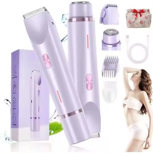 Afeitadora Whimsyard 2025 nueva para mujeres, afeitadora eléctrica Beauty Bloom, afeitadora corporal Glowshave 2 en 1 para mujeres, recortadora de vello sin dolor recargable para rostro, labios, mentón, axilas, piernas (rosa) - 1