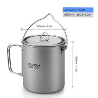 Lixada 1pc/3pcs Tetera De Titanio Ligera 750ml O Taza De Agua 350ml Con Tapa Y Mango Collapsible Para Camping Al Aire Libre - details 6