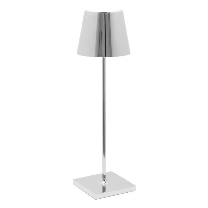 Lámpara de Mesa LED Poldina Pro Chrome Pulido recargable y regular con Katería de hasta 12 Horas - 1