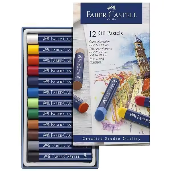 FABER TIZA FABER CASTELL PASTEL GRASOS 12 COLORES SURTIDOS PASTELES GRASOS 90x160x20 Cms. - 1
