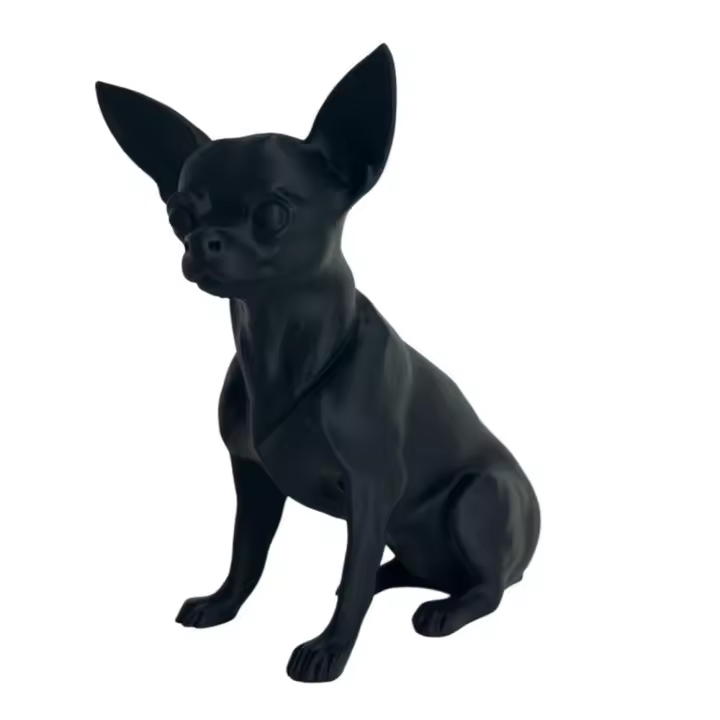 Escultura Minimalista de Chihuahua - Impresión 3D en PLA color Negro Matte (14 cm) - 1