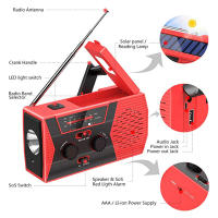 Cargador de emergencia de teléfono USB , manivela Solar de mano, Radio meteorológica portátil para cargador al aire libre, equipo de Camping, herramienta de supervivencia ，Radio meteorológica recargable - details 7