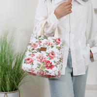 Nueva Bandolera De Lona Con Estampado Floral Bolsa De Almuerzo Portátil Con Varios Bolsillos Y Cierre De Cremallera Para El Día a Día - details 16